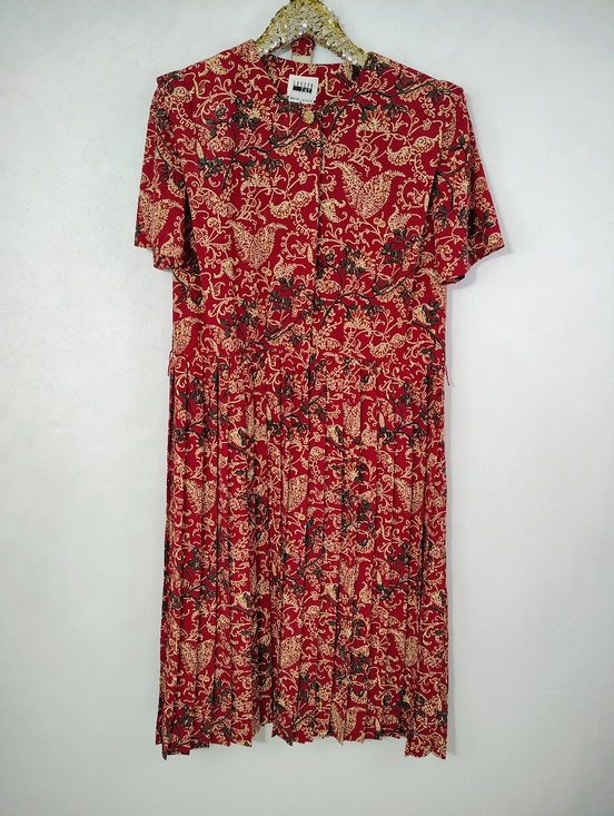 Leslie Fay Dresses & Skirts - Vintage 80s Leslie Fay Women's Red Floral Midi Dress Sz 14 Secretary Volup Plus